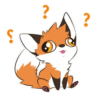 ❓ raposa, animal, fofo, kawaii, pergunta whatsapp sticker