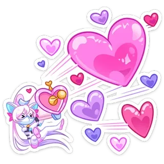 🏹 serca, anime, słodkie, miłość, różowy, naklejka telegram sticker