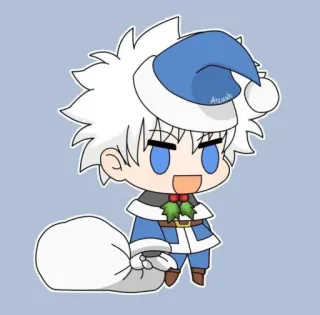 🎅 Killua Zoldyck Hunter x Hunter Killua, Hunter x Hunter, Anime, Noël, Chibi, Mignon whatsapp sticker