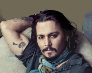 💗 Jack Sparrow Pirates of the Caribbean pirate, skull, actor, tattoo, scarf telegram sticker