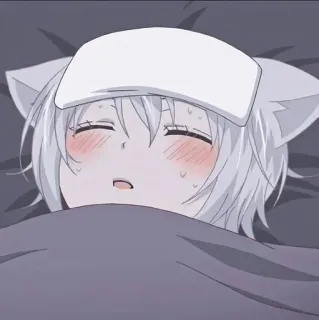 🤍 アニメ, 病気, 病気, ベッド, 可愛い, 漫画, 頭痛, 熱 whatsapp sticker