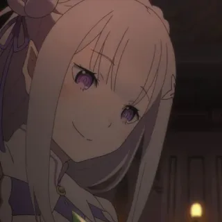 🦕 Emilia Re:Zero anime, character, girl, cute, smiling telegram sticker