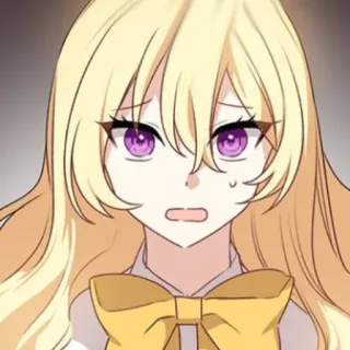 🥡 Anime, Mangá, Desenho animado, Cabelo loiro, Olhos roxos, Personagem, Preocupado telegram sticker