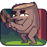 🍆 Holz, Baum, Kreatur, Monster, Wald, Natur, Cartoon, Holzmonster telegram sticker