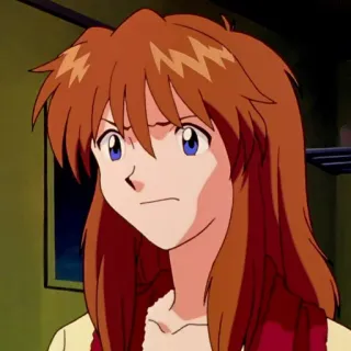 ☹️ Asuka Langley Sohryu Neon Genesis Evangelion anime, cartoon, character, red hair, Evangelion, Asuka telegram sticker