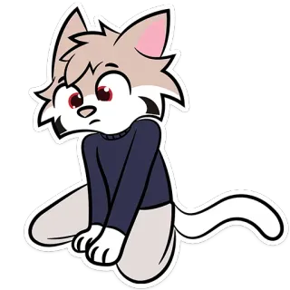 😔 kat, katachtig, cartoon, antropomorf, schattig, sticker telegram sticker
