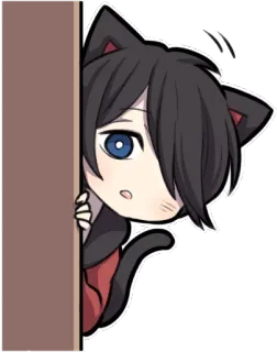 👀 Anime, Katze, Katzenohren, Chibi, Süß, Kawaii telegram sticker