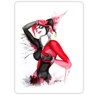 🃏 Harley Quinn Harley Quinn, DC Comics, vilão, bobo da corte, aquarela telegram sticker