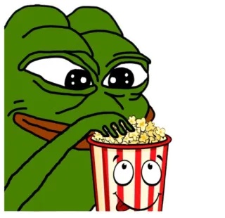 🍿 Pepe the Frog Pepe, o Sapo, Meme, Pipoca, Assistindo, Meme da internet, Sapo de desenho animado telegram sticker