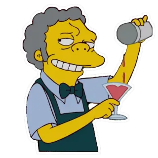 🍷 Moe Szyslak The Simpsons Moe Szyslak, Barman, Cocktail, Les Simpson, Dessin animé, Bar whatsapp sticker