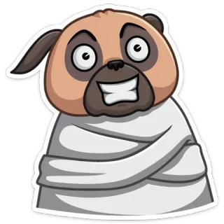 🤕 cartoon, dog, insane, straitjacket, funny, crazy, animal telegram sticker