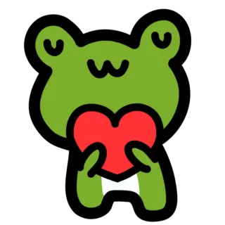 😘 rã, coração, amor, fofo, animal, desenho animado, adesivo telegram sticker