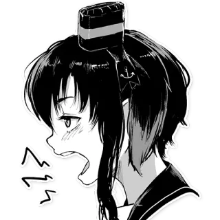 😤 Anime, Mädchen, Gähnen, Cartoon, Schläfrig, Kawaii telegram sticker