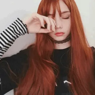 🥥 Mädchen, Frau, rote Haare, Porträt, Choker, junger Erwachsener telegram sticker