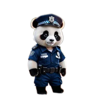 🚗 Panda, Policía, Oficial, Oso, Uniforme, Animal, Dibujos animados whatsapp sticker