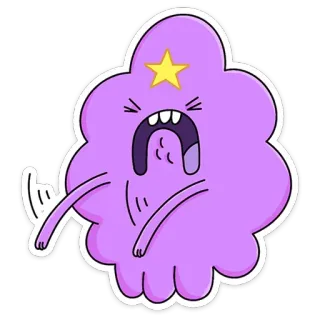 🤮 Lumpy Space Princess Adventure Time Princesa Caroço, Hora de Aventura, desenho animado, personagem, roxo, estrela, PC telegram sticker