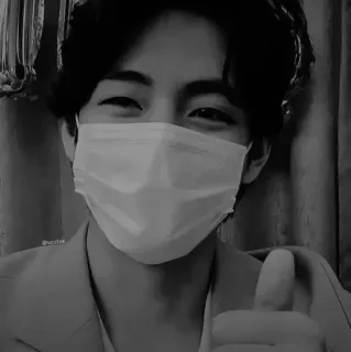 🥢 man, mask, thumbs up, portrait, black and white telegram sticker