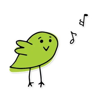 🎼 새, 음악, 만화, 귀여운, 초록색 telegram sticker