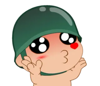 😙 quân đội, binh lính, mũ bảo hiểm, dễ thương, hoạt hình, hòa bình, tình yêu telegram sticker
