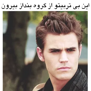 😠 این بی تربیتو از گروه بنداز بیرون persona, ritratto, uomo, capelli, viso telegram sticker