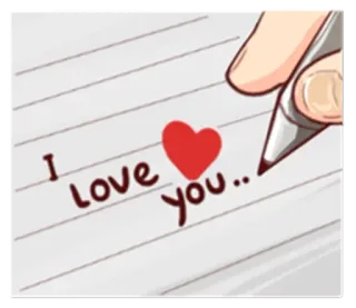 ❤️ I love you... amor, corazón, afecto, romance, escritura, pluma telegram sticker