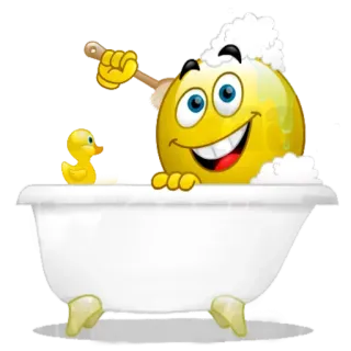 🛁 Emoji, Baignoire, Canard en caoutchouc, Bain moussant, Nettoyage, Détente, Heure du bain whatsapp sticker