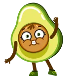 👋 Авокадо, Фрукт, Мультфильм, Милый, Персонаж telegram sticker
