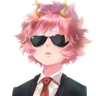 😎 Mina Ashido My Hero Academia Anime, pinke Haare, Sonnenbrille, Charakter, Mina Ashido, My Hero Academia telegram sticker
