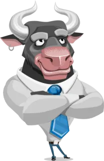 ❤️ Byk, Biuro, Krawat, Antropomorficzny, Zwierzę, Kreskówka telegram sticker