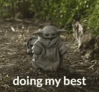 👍 Grogu The Mandalorian doing my best Малыш Йода, Грогу, Мандалорец, Стараюсь изо всех сил, милый, Мем telegram sticker