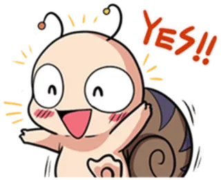 😉 YES!! siput, ya, senang, imut, semangat, kartun whatsapp sticker