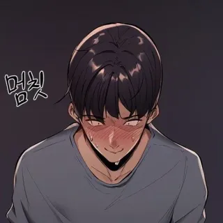 🌒 멈칫 anime, blushing, man, sweat telegram sticker