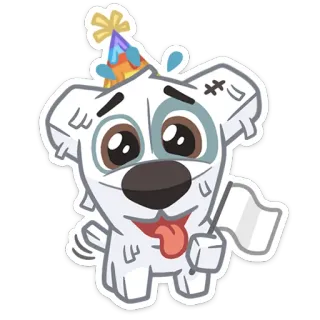 🏳 chien, animal, autocollant, dessin animé, fête, célébration whatsapp sticker