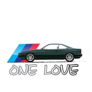 🚗 ONE LOVE samochód, pojazd, miłość, BMW, auto telegram sticker