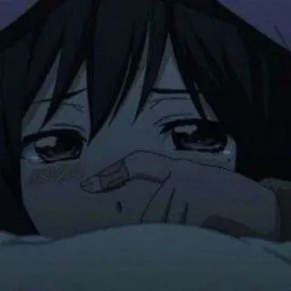 🖤 anime, ragazza, piangendo, triste, emotivo telegram sticker