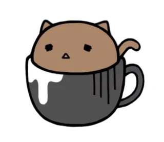 😓 gato, café, xícara, kawaii, fofo, animal de estimação, animal telegram sticker