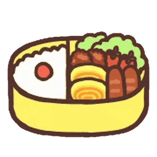 😊 Bento, Almuerzo, Comida, Japonés, Arroz, Rollo de huevo whatsapp sticker