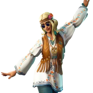 🙆‍♀ hippie, hoa, hòa bình, retro, thời trang, phong cách, trang phục telegram sticker
