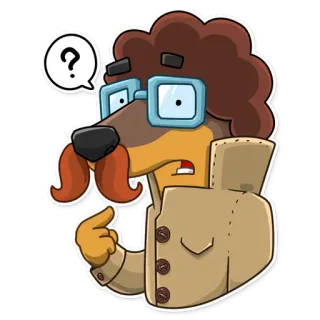 😐 cartoon, dog, detective, question, thinking, mystery, investigator, glasses telegram sticker