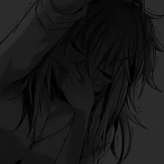 🖤 Anime, Manga, Pianto, Triste, Oscuro, Capelli, Emozioni telegram sticker