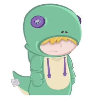 ⚡️ dinosaure, costume, mignon, dessin animé, personnage, triste, enfant telegram sticker