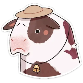 😞 牛, 動物, 農場, かわいい, 帽子, ベル telegram sticker