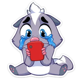 😭 weinen, stinktier, traurig, cartoon, telefon, aufkleber, emotional, kawaii telegram sticker