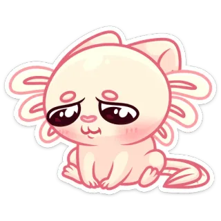 🥺 uroczy, aksolotl, naklejka, kawaii, różowy, kreskówka, zwierzę whatsapp sticker