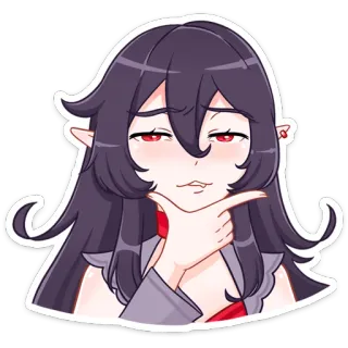 😑 anime, cartoon, elf, girl, woman, thinking, illustration telegram sticker