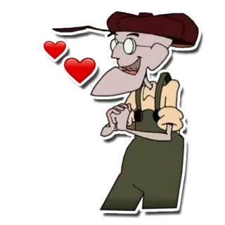 🥰 Eustace Bagge Courage the Cowardly Dog Cartoon, Eustace, Courage der feige Hund, Charakter, alter Mann, Herzen telegram sticker