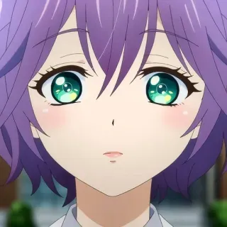 🙁 anime, dziewczyna, słodka, fioletowe włosy, duże oczy telegram sticker