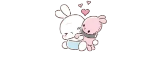 🦋 cute, bunny, love, cartoon, pink, hugging, adorable, kawaii telegram sticker