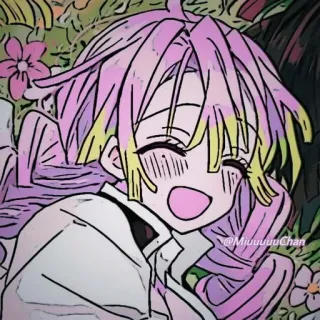 🍡 @MiuuuuChan anime, pink, smiling, cartoon, cute, character, fanart, illustration telegram sticker