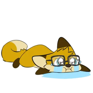 😭 fox, crying, sad, cartoon, glasses, anthropomorphic telegram sticker